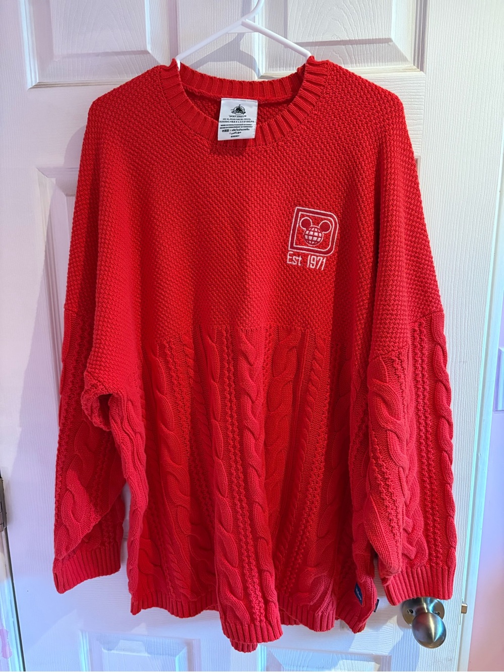Disney Parks Red Cable Knit Spirit Jersey Holiday Sweater ♥️🎅🏼 Worn Once!